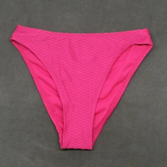 NWT Xhilaration Women's Textured Cheeky Mid Waist Bikini Bottom XS Magenta Pink - Picture 2 of 6